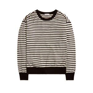 NWT J.Crew Featherweight Cashmere T-shirt in Chocolate Muslin Stripe Sweater S